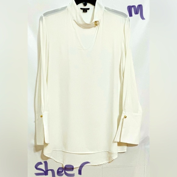 IMAN Tops - LADIES WHITE SHEER TOP WITH GOLD BUTTONS